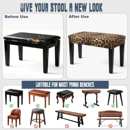 Rectangular Leopard Print Bench Cover with Bottom Ties - S (16x26x4in)