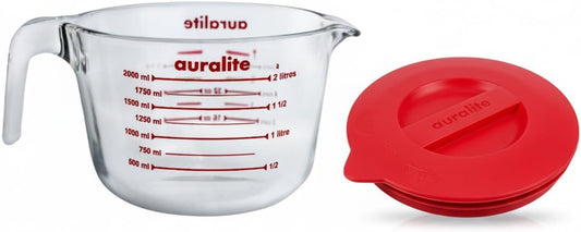 Auralite 8-Cup Borosilicate Glass Measuring Cup - 2 Quart with Lid for Precision Baking & Cooking