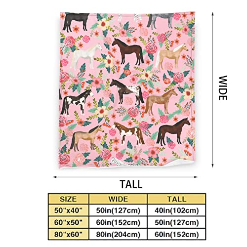 Exroozy Pink Horse Blanket with Flower Pattern - 80x60 Inches for Adults