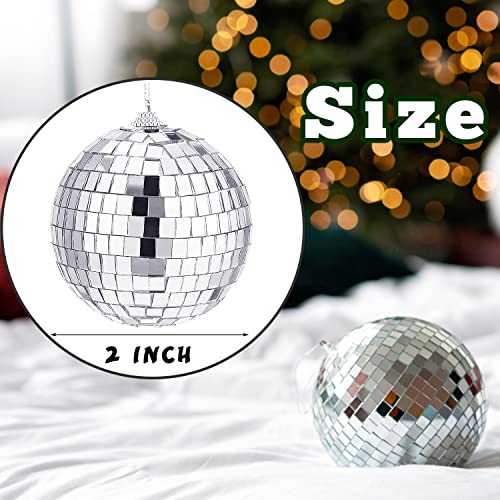 30 Pcs 2 Inch Silver Mirror Disco Balls Hanging Decorations for Parties and Christmas