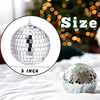 30 Pcs 2 Inch Silver Mirror Disco Balls Hanging Decorations for Parties and Christmas