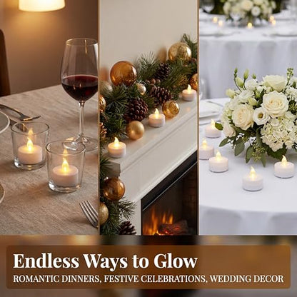 Flameless Tea Lights Battery Operated Candles Warm White 24 Pack - Safe & Long Lasting