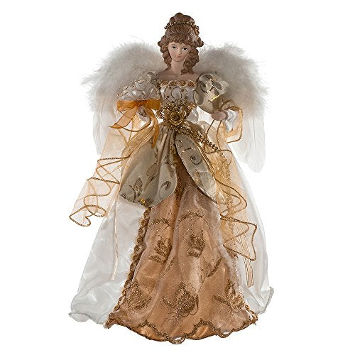 17-Inch Ivory and Gold Angel Treetop - Holiday Christmas Tree Topper