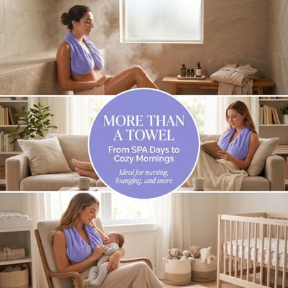 Hands-Free Shower Wrap Towel for Women, Adjustable, Large, Purple