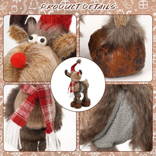 Reindeer Christmas Gnome Plush Decoration - Gray Cloth, Indoor Holiday Decor