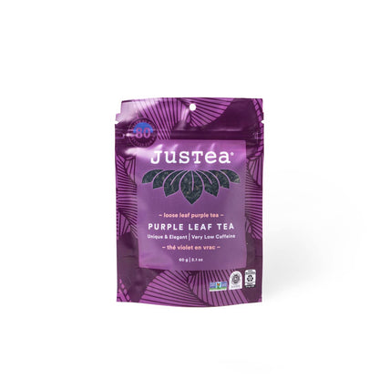 JusTea PURPLE LEAF TEA | Loose Leaf Purple Tea | Recyclable Refill Pouch | 40+ Cups (2.1oz) | Low Caffeine | Award-Winning | Fair Trade | Non-GMO