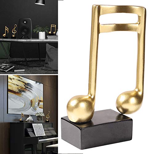 Set of 3 Music Note Resin Decor Statues - Modern Gold Home & Office Ornaments
