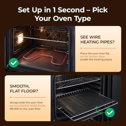 Reusable Oven Liners for Bottom of Oven - 17x25 Inch Non-Stick Mat Pack of 2