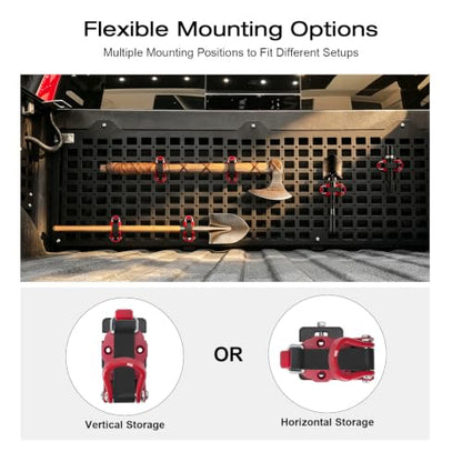 Red Quick Release Shovel Mount for Molle Panel – Tool-Free Installation, Heavy-Duty Outdoor Gear Organizer
