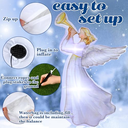 Large Outdoor Christmas Inflatable Angel Decorations with LED Lights, 5.91ft Set