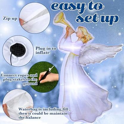 Large Outdoor Christmas Inflatable Angel Decorations with LED Lights, 5.91ft Set