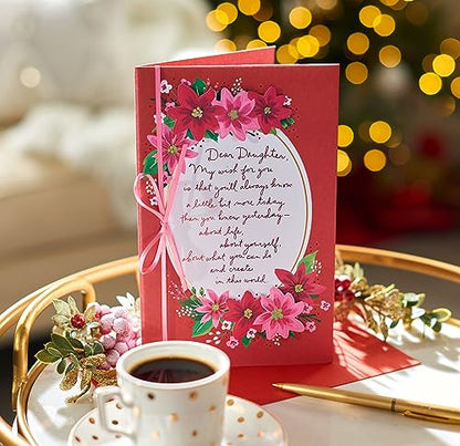 American Greetings Christmas Card for Daughter - Festive Floral Poinsettia Holiday Greeting - Truly Amazing Woman