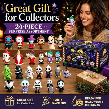 Black Nightmare Be Christmas Figures 24 Pcs Halloween Collectible Set