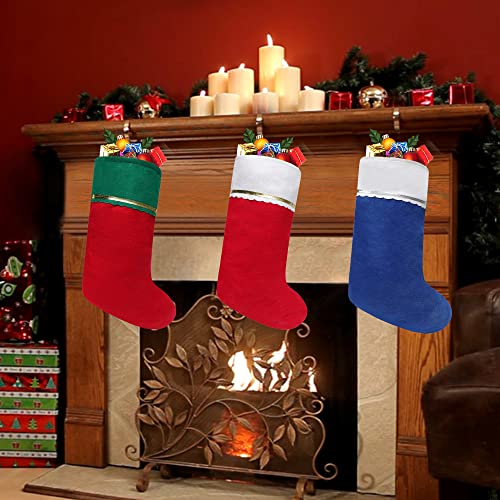 Red & White Felt Christmas Stockings 19 Inches - 36 Pack with Gold Trim, Holiday Decor