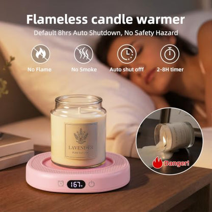 Pink Coffee Mug Warmer Set - Smart Electric Tea & Coffee Cup Warmer for Desk