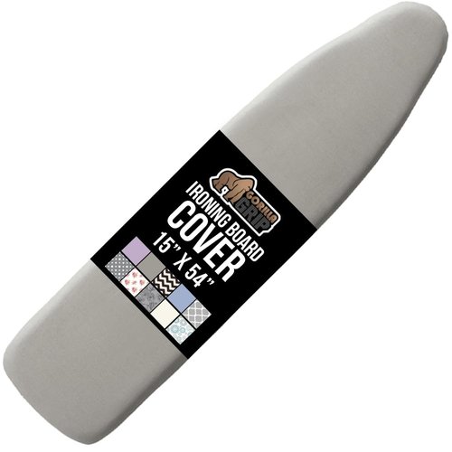 GORILLA GRIP The Original Ironing Board Cover and Pad, Silicone Coating, 400°F Scorch Resistant Thick Padding, Heavy Duty Iron Covers Standard Boards, Hook and Loop Fastener Strap, Silver 15x54