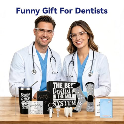 Dentist Gifts Set for Men with Tumbler Socks Pen Holder Notepad Keychain