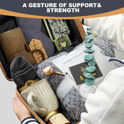 Get Well Care Package for Men & Women - Gray Gift Box with Blanket, Mug, Socks & More