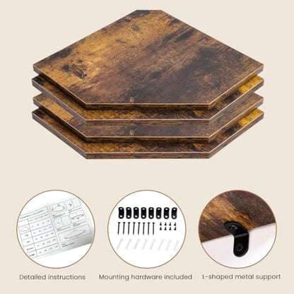 Wall Mounted Corner Shelves Set of 4 - 10 Inch Deep Floating Shelving