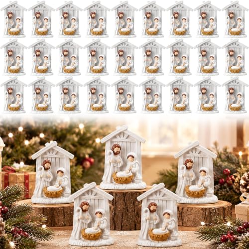 Holy Style 36 Pack Nativity Scene Miniatures Christmas Figure Set Religious Decor