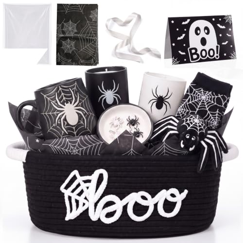 Halloween Boo Basket Tissue Paper Ribbon Card Gift Bag - Black