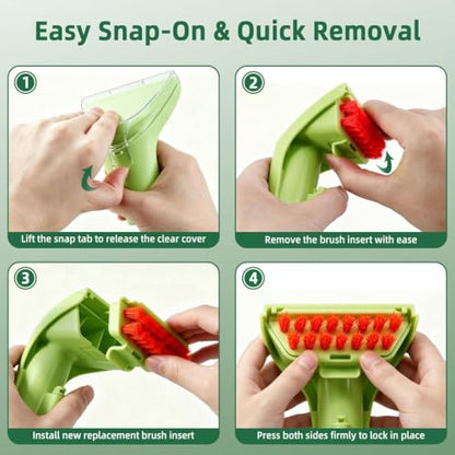 4-Inch Tough Stain Brush Tool Set for Bissell Little Green Mini - Replacement Nozzle + Brush Inserts