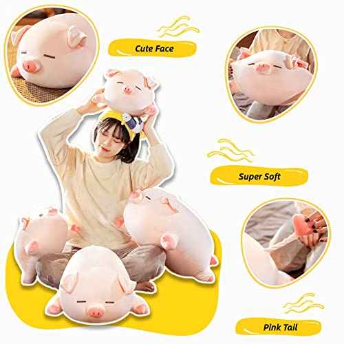 Pig Stuffed Animal Plush Pillow - 15.7'' Kawaii Soft Pig Hugging Pillow, Adorable Cuddle Plush Toy, for Kids, Girlfriend, or Adults, Perfect for Christmas and Birthdays (Squint, 15.7in)