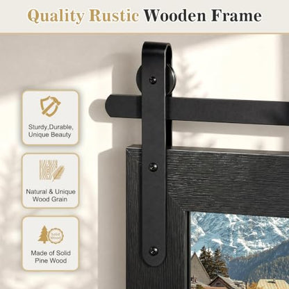 Farmhouse Bathroom Mirror 30x36 Inch Black Wall Mirror Rustic Style