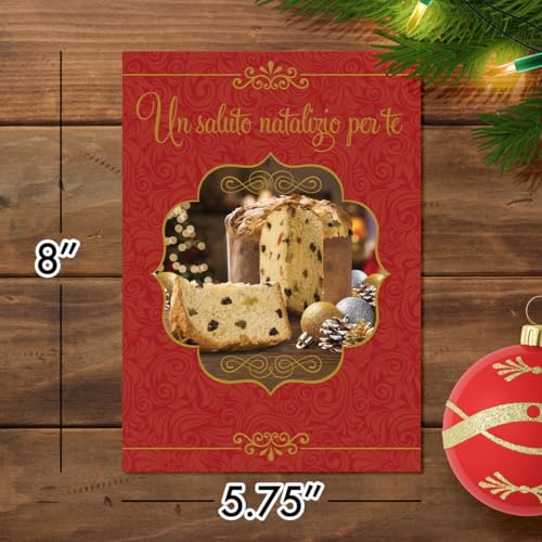 Italian Christmas Greeting Cards - Panettone Design, Foil Embossing, 6 Pack