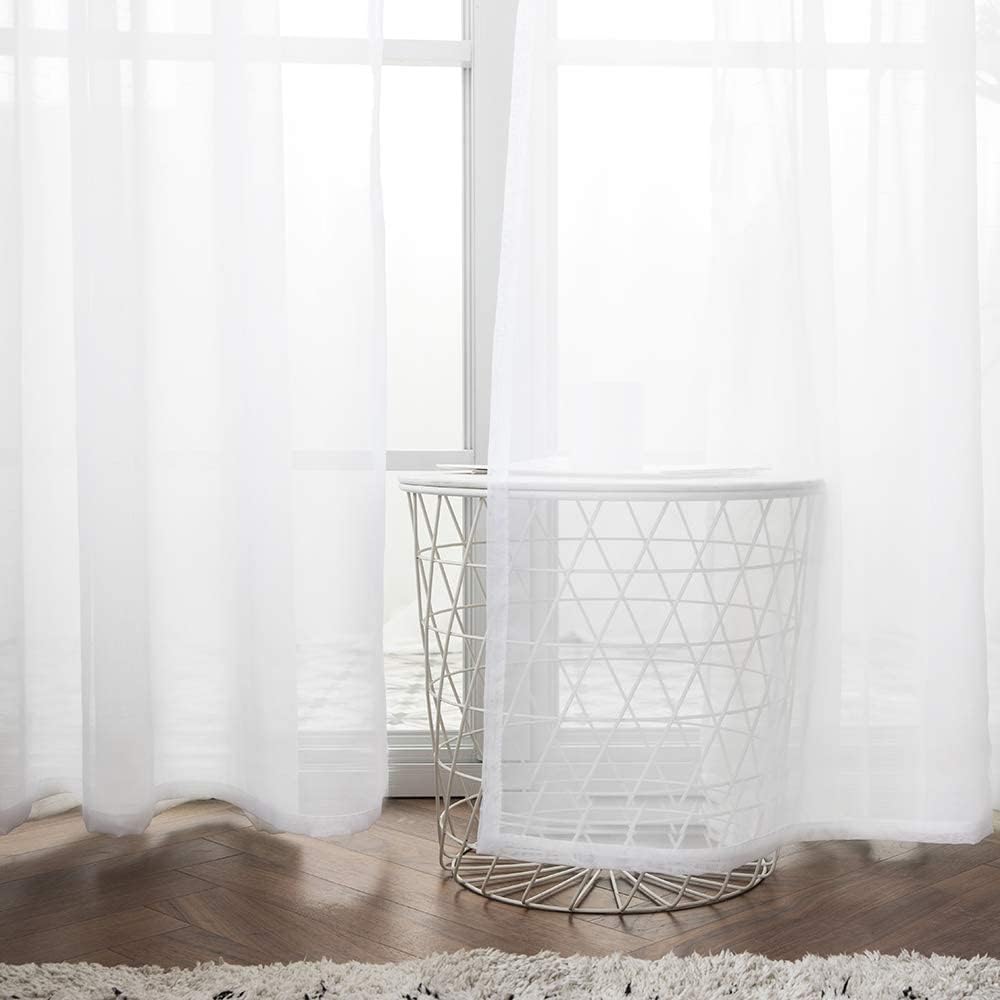 MIULEE Sheer Curtains - Elegant Lightweight Grommet Drapes for Light Filtering | 84 Inch, White, 2 Panels Set