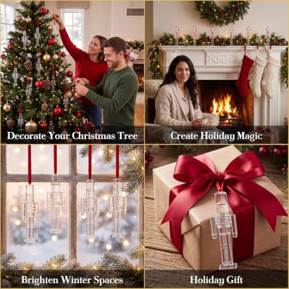 6 Pack Acrylic Nutcracker Christmas Ornaments Hanging Decorations - Clear Festive Tree Decor