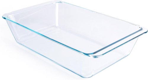 Deep Clear Glass Baking Dish - Rectangular Tempered Glass Casserole Pan | 5.4 Liter Capacity
