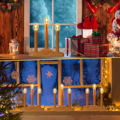 Ivory Electric Candle Candoliers Set - 6 Pack Christmas Window Decor with 3 C7 Bulbs