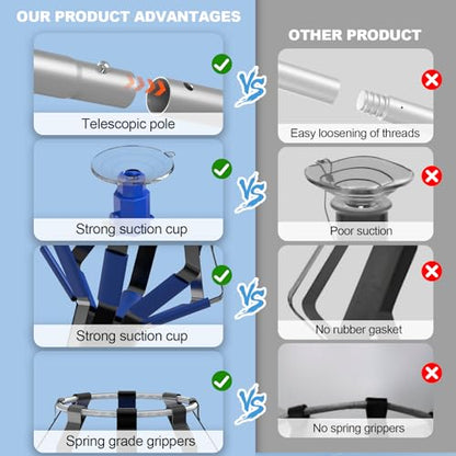 OJLUOJ Light Bulb Changer for High Ceilings 12FT Light Bulb Pole Changer for High Ceilings and Recessed Lights with Baskets and Suction Cup Light Bulb Removal Tool for Household Hanging Lights