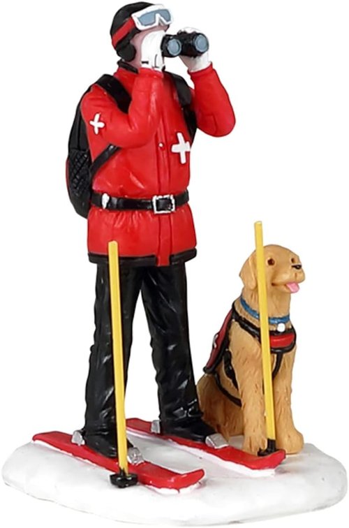 Lemax Ski Patrol Figurine - Festive Red & White Christmas Decor - Perfect for Holiday Displays