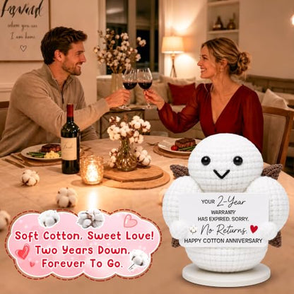 Funny 2nd Anniversary Cotton Gift for Couples Handmade Crochet Keepsake