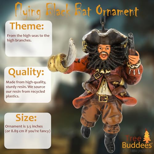 Pirate Halloween Christmas Ornament Blackbeard Pirate Decor Resin 3.5 Inch