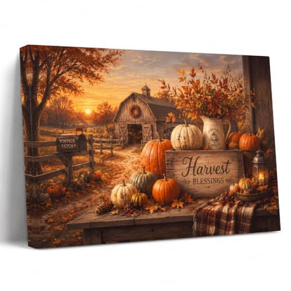 Halloween Canvas Wall Art 36 x 24 Inches - Fall Harvest Rustic Decor