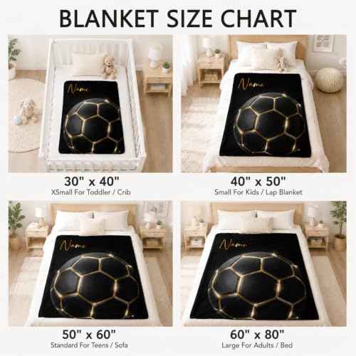Custom Soccer Throw Blanket for Teen Boys - Gold / Single