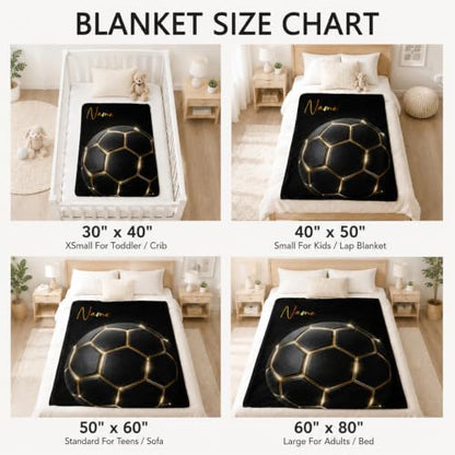 Custom Soccer Throw Blanket for Teen Boys - Gold / Single