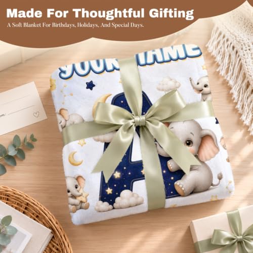 Personalized Elephant Baby Blanket 30x40in for Kids & Pets - Custom Gift