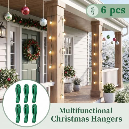 6 Pcs Christmas Garland Hangers for Mantle No Drill Silicone Hooks - Indoor Outdoor
