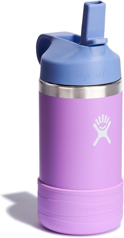 Hydro Flask Kids Water Bottle - Insulated Stainless Steel with Straw Cap | 12 Oz in Anemone Purple