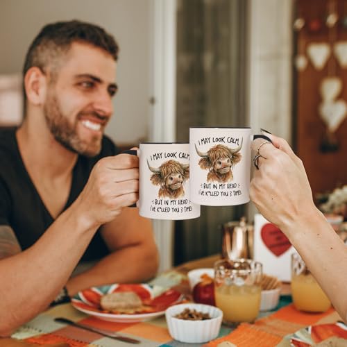 Funny Highland Cow Mug 11oz - Sarcastic Animal Gift for Coffee Lovers