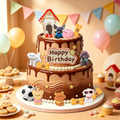 Dog Cake Decorations Dog Themed Birthday Party Set - Yellow6