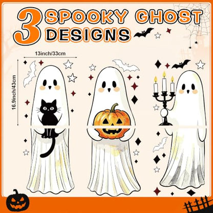 Halloween Window Clings Set - Large Ghost Bats Cats Pumpkins Spooky Decor