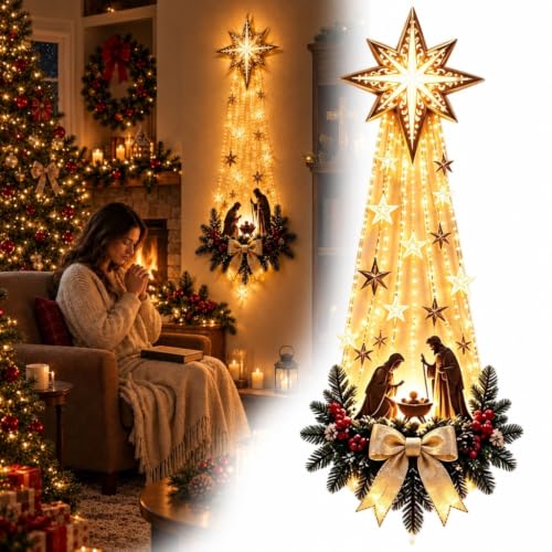 Lighted Nativity Hanging Wall Art - LED Religious Christmas Decor - 1pc
