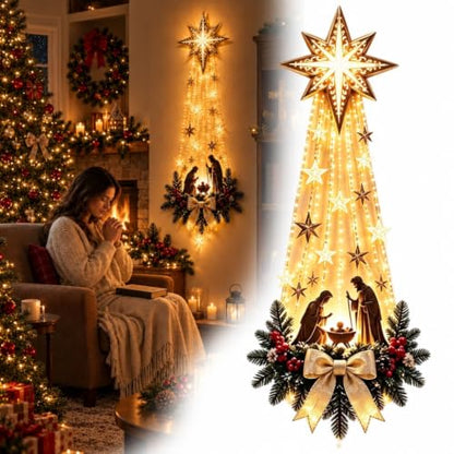 Lighted Nativity Hanging Wall Art - LED Religious Christmas Decor - 1pc