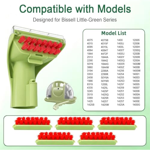 4-Inch Tough Stain Brush Tool Set for Bissell Little Green Mini - Replacement Nozzle + Brush Inserts