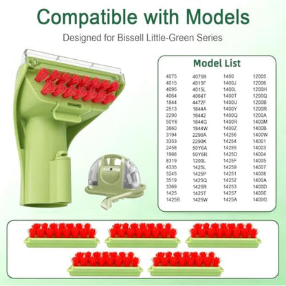 4-Inch Tough Stain Brush Tool Set for Bissell Little Green Mini - Replacement Nozzle + Brush Inserts